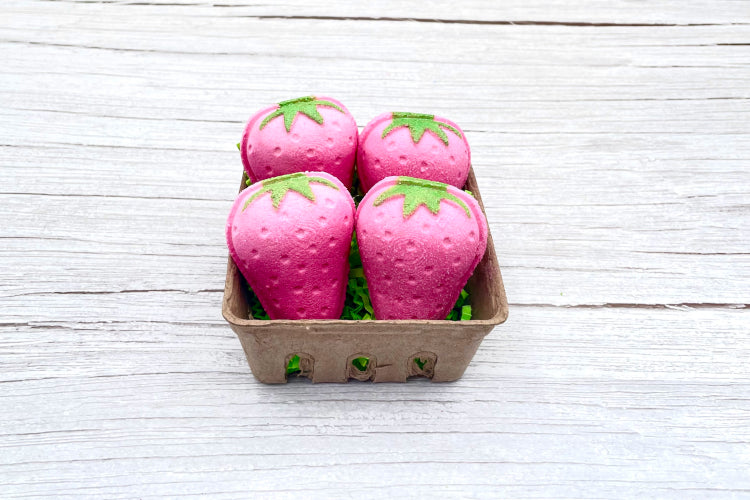 Strawberry Gift Basket Milk Bath Bombs with Embeds Hartmont Candles