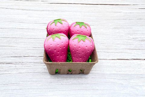 Strawberry Gift Basket Milk Bath Bombs with Embeds